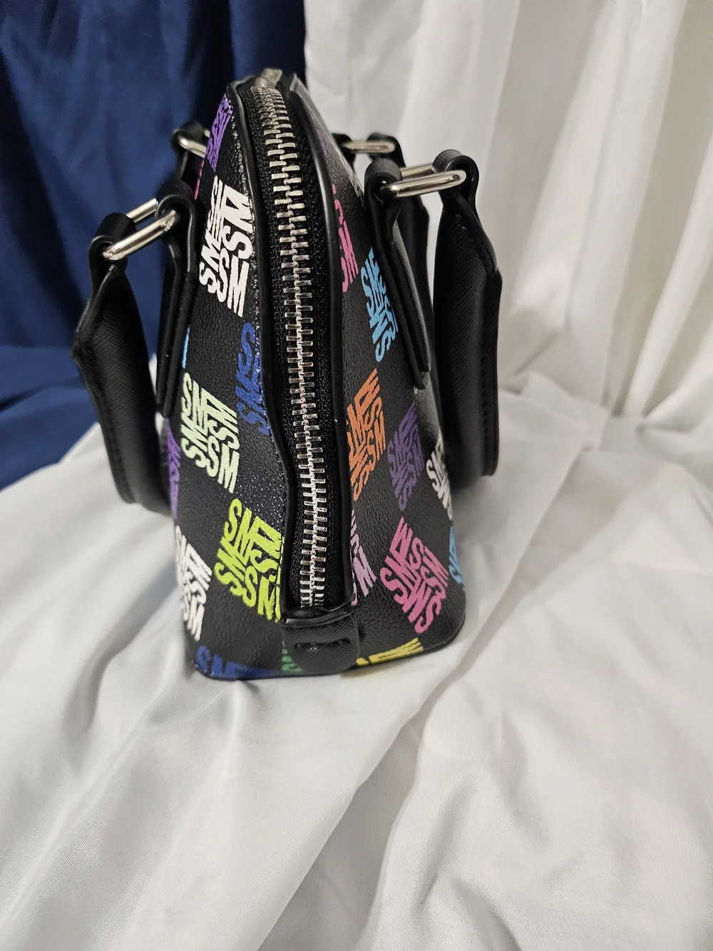Steve Madden Multicolor Logo Dome Satchel - Black